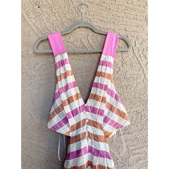 ANTHROPOLOGIE NWT MAEVE Ombré Plaid Button Down Textured Cut Out Midi Dress - Picture 3 of 8